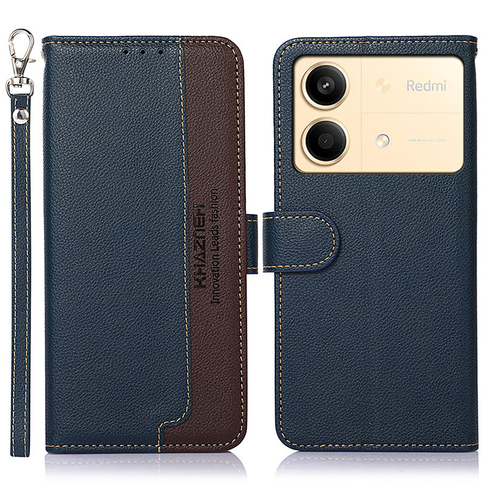 KHAZNEH For Xiaomi Redmi Note 13R Pro 5G Leather Case RFID Blocking Phone Wallet Cover - Blue KHAZNEH For Xiaomi Redmi Note 13R Pro 5G Leather Case RFID Blocking Phone Wallet Cover - Blue